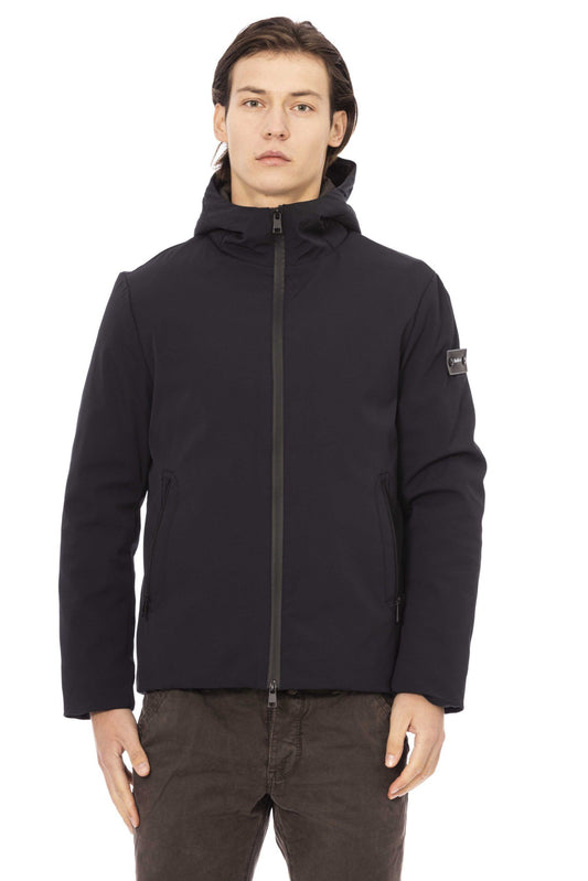 Blue Polyester Men Jacket