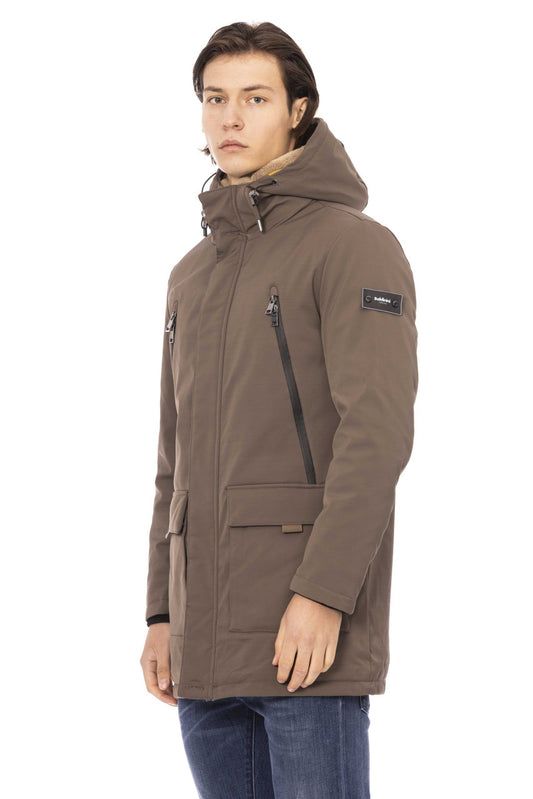 Beige Polyester Men Jacket