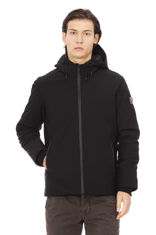 Black Polyester Men Jacket