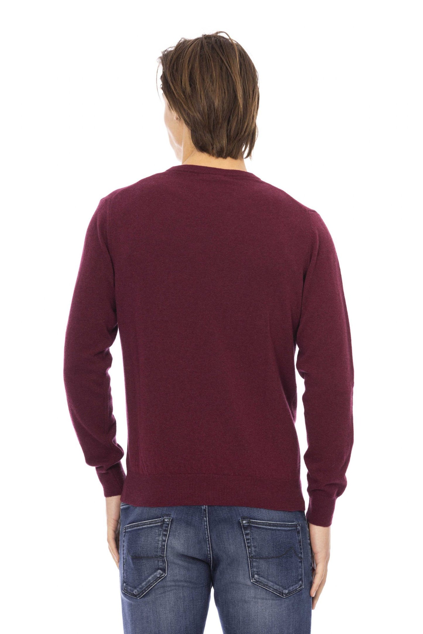 Burgundy Wool Men Sweater