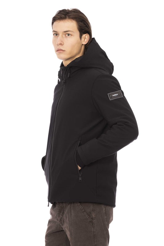 Black Polyester Men Jacket