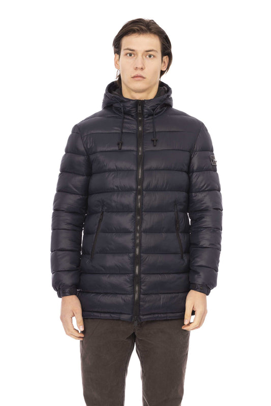 Blue Nylon Men Jacket