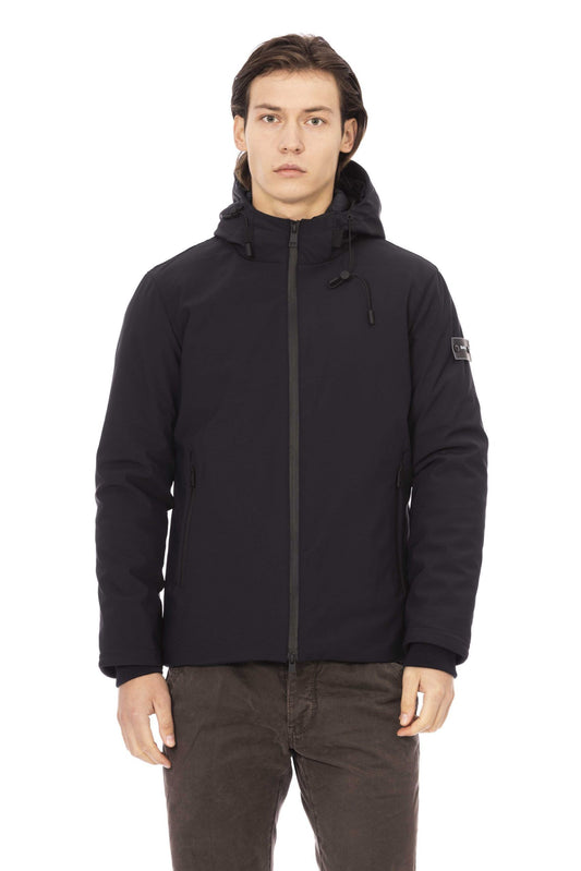 Blue Polyester Men Jacket