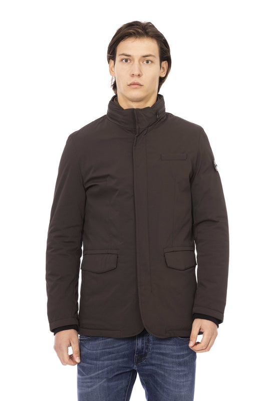 Brown Polyester Men Jacket