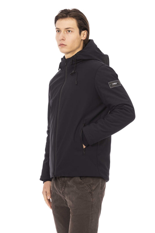 Blue Polyester Men Jacket
