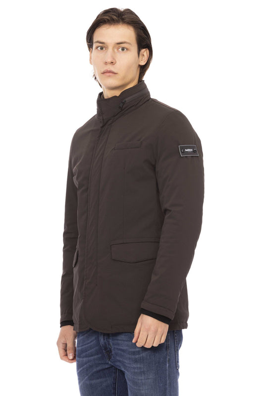 Brown Polyester Men Jacket