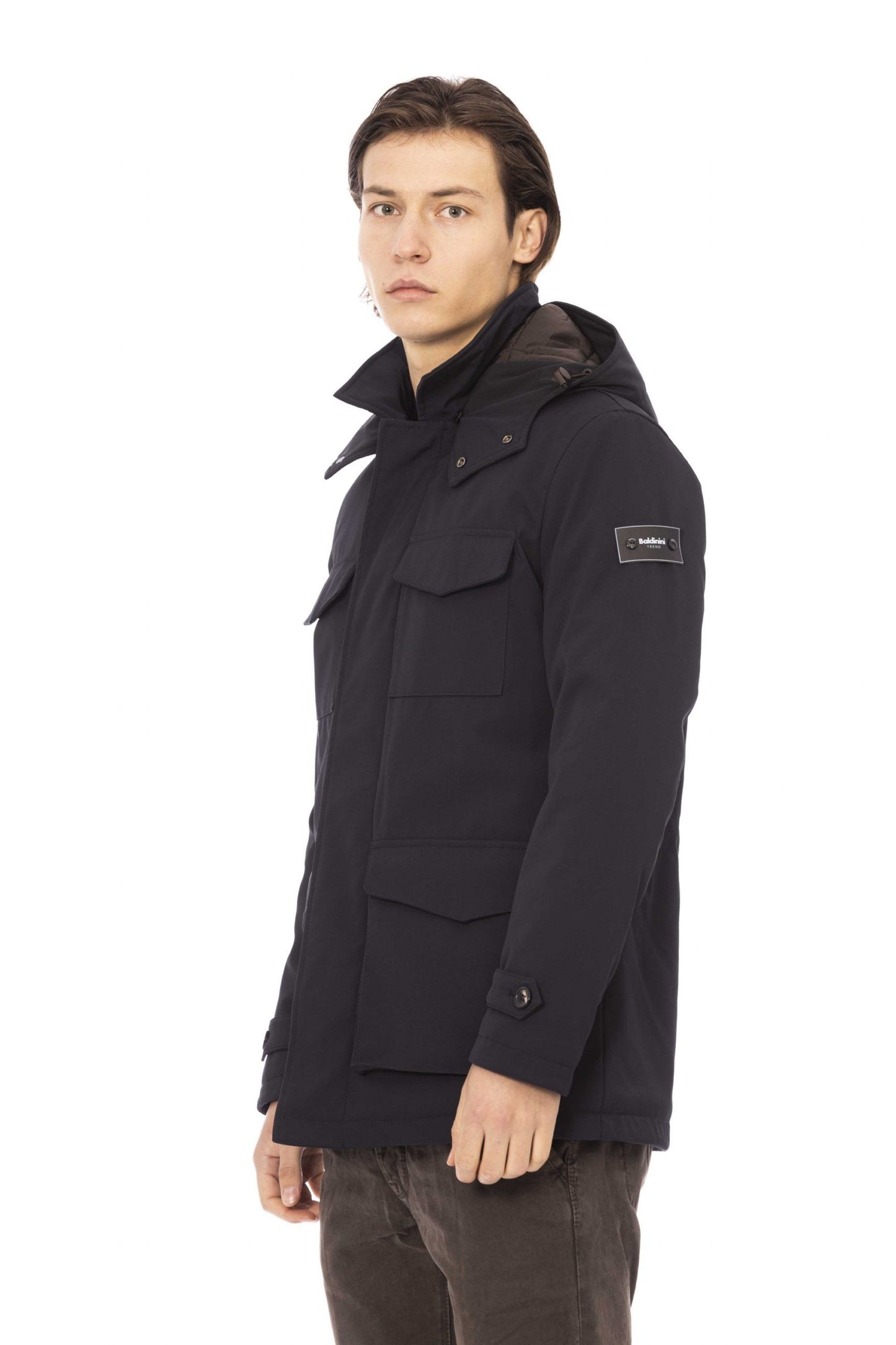 Blue Polyester Men Jacket