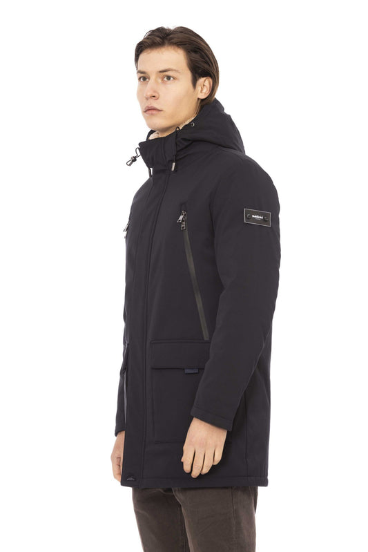 Blue Polyester Men Jacket