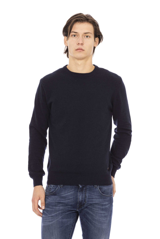 Blue Wool Men Sweater