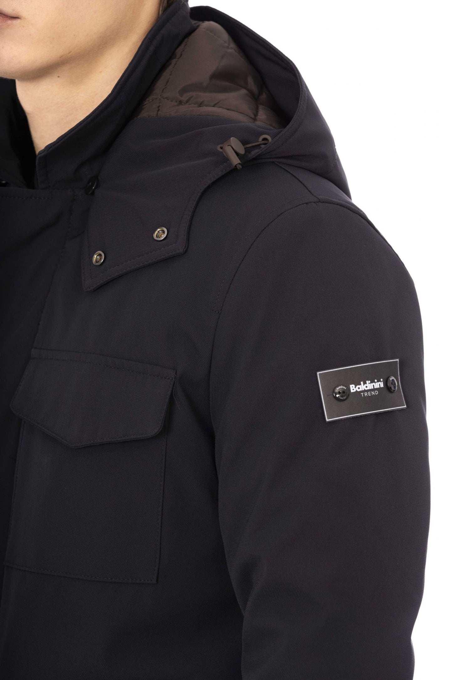 Blue Polyester Men Jacket