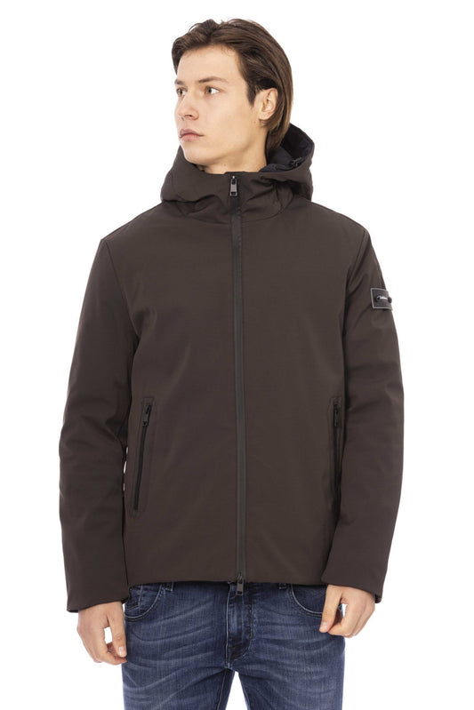 Brown Polyester Men Jacket
