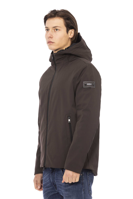 Brown Polyester Men Jacket