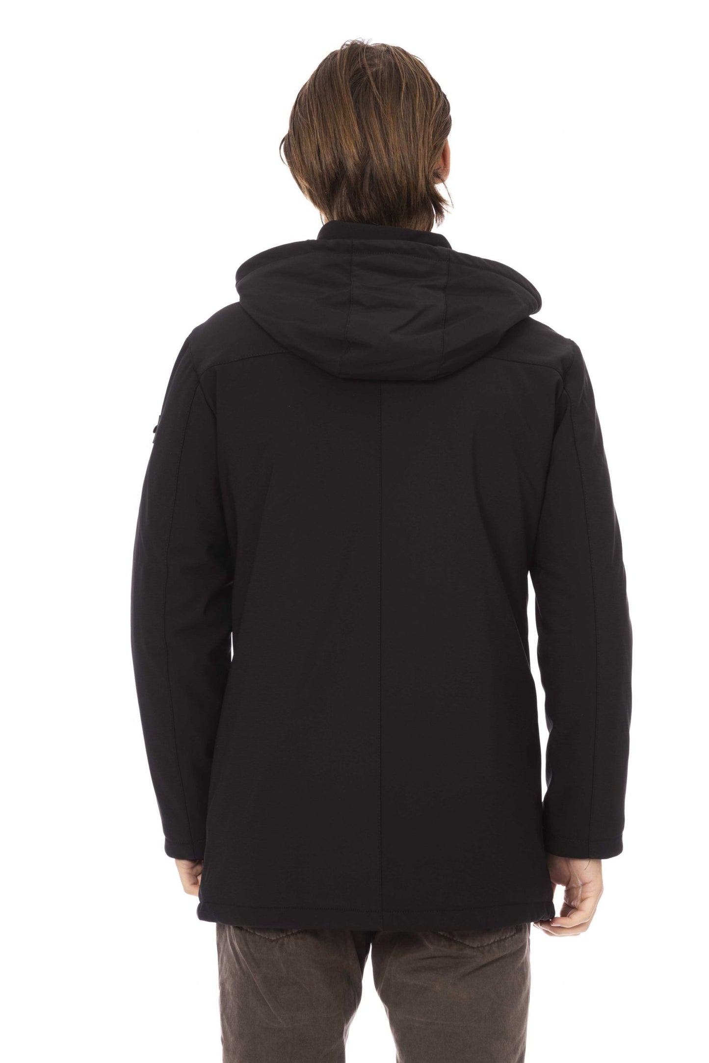 Black Polyester Men Jacket