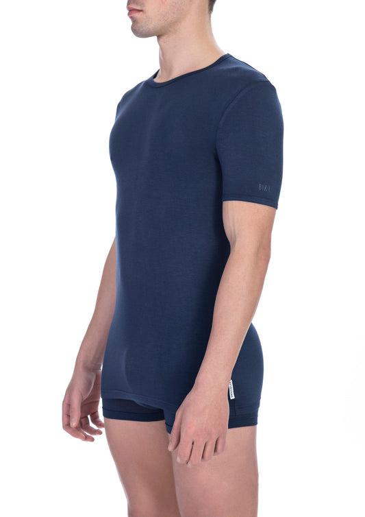 Blue Cotton Men T-Shirt