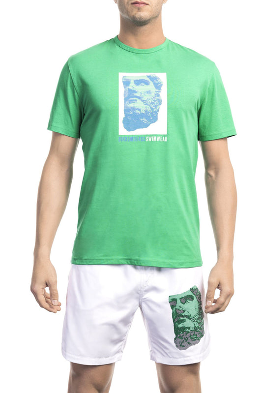 Green Cotton Men T-Shirt
