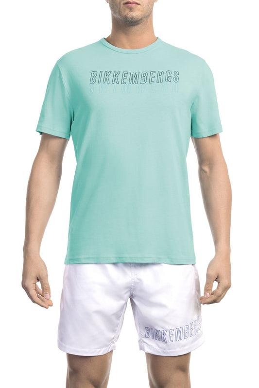 Light-Blue Cotton Men T-Shirt