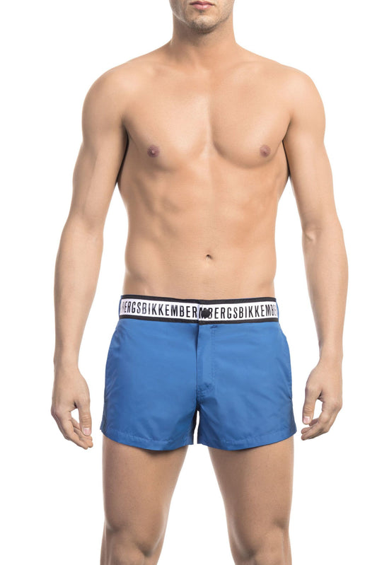 Blue Polyamide Men Swim Short