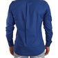 Elegant Blue Martini Slim Fit Cotton Shirt