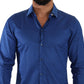 Elegant Blue Martini Slim Fit Cotton Shirt