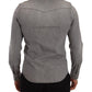 Sleek Gray Cotton Slim Fit Denim Shirt