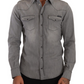 Sleek Gray Cotton Slim Fit Denim Shirt