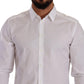 Elegant White Cotton Slim Fit Dress Shirt