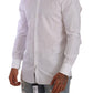 Elegant White Cotton Slim Fit Dress Shirt