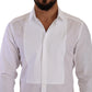 Elegant White Floral Baroque Cotton Shirt