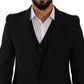 Elegant Black Martini Three-Piece Wool Suit