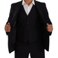 Elegant Black Martini Three-Piece Wool Suit