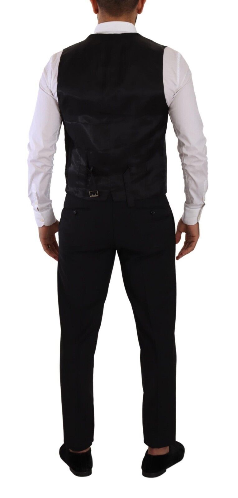 Elegant Black Martini Three-Piece Wool Suit