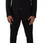 Elegant Black Martini Three-Piece Wool Suit