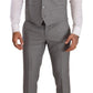 Elegant Grey Slim Fit Wool Silk 3 Piece Suit