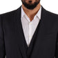 Elegant Navy Blue Wool Silk Men's Martini Suit