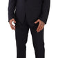Elegant Navy Blue Wool Silk Men's Martini Suit