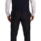Elegant Navy Blue Wool Silk Men's Martini Suit