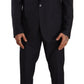 Elegant Navy Blue Wool Silk Men's Martini Suit