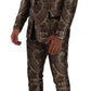 Elegant Brown Gray Jacquard Men's Suit