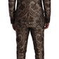 Elegant Brown Gray Jacquard Men's Suit
