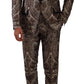 Elegant Brown Gray Jacquard Men's Suit