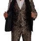 Elegant Brown Gray Jacquard Men's Suit