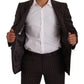 Elegant Maroon Striped Slim Fit Suit