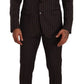 Elegant Maroon Striped Slim Fit Suit
