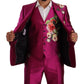 Elegant Pink Silk Martini Three-Piece Suit