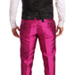 Elegant Pink Silk Martini Three-Piece Suit