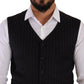 Elegant Black Striped Formal Vest