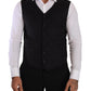 Elegant Black Striped Formal Vest