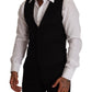 Elegant Black Virgin Wool Dress Vest