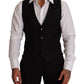 Elegant Black Virgin Wool Dress Vest