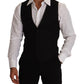Elegant Black Virgin Wool Dress Vest